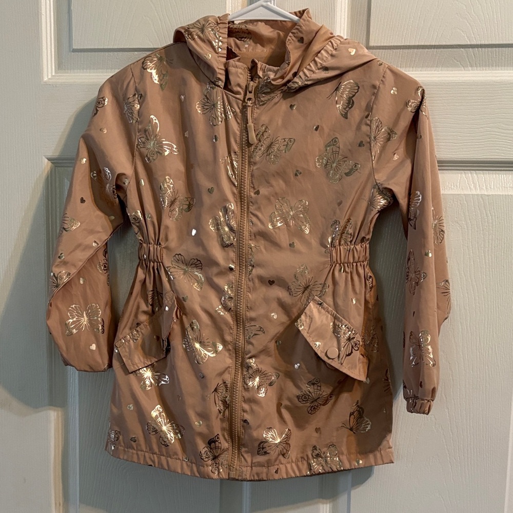 Kids Brown Butterfly Print Jacket